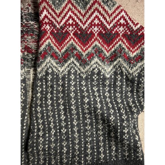 J Jill Nordic Fair Isle Wool Blend Long Cardigan Small Cozy Boho Winter - Picture 4 of 10